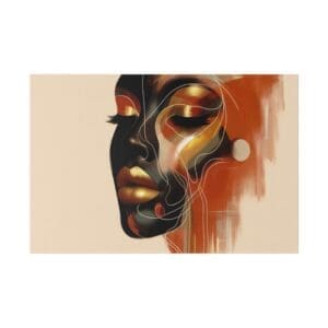 Abstract portrait of a woman with gold accents.