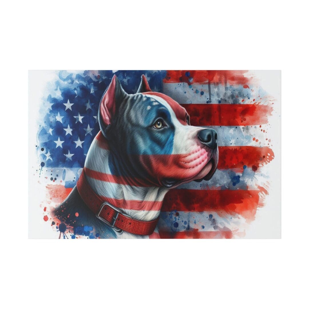 American flag pit bull portrait