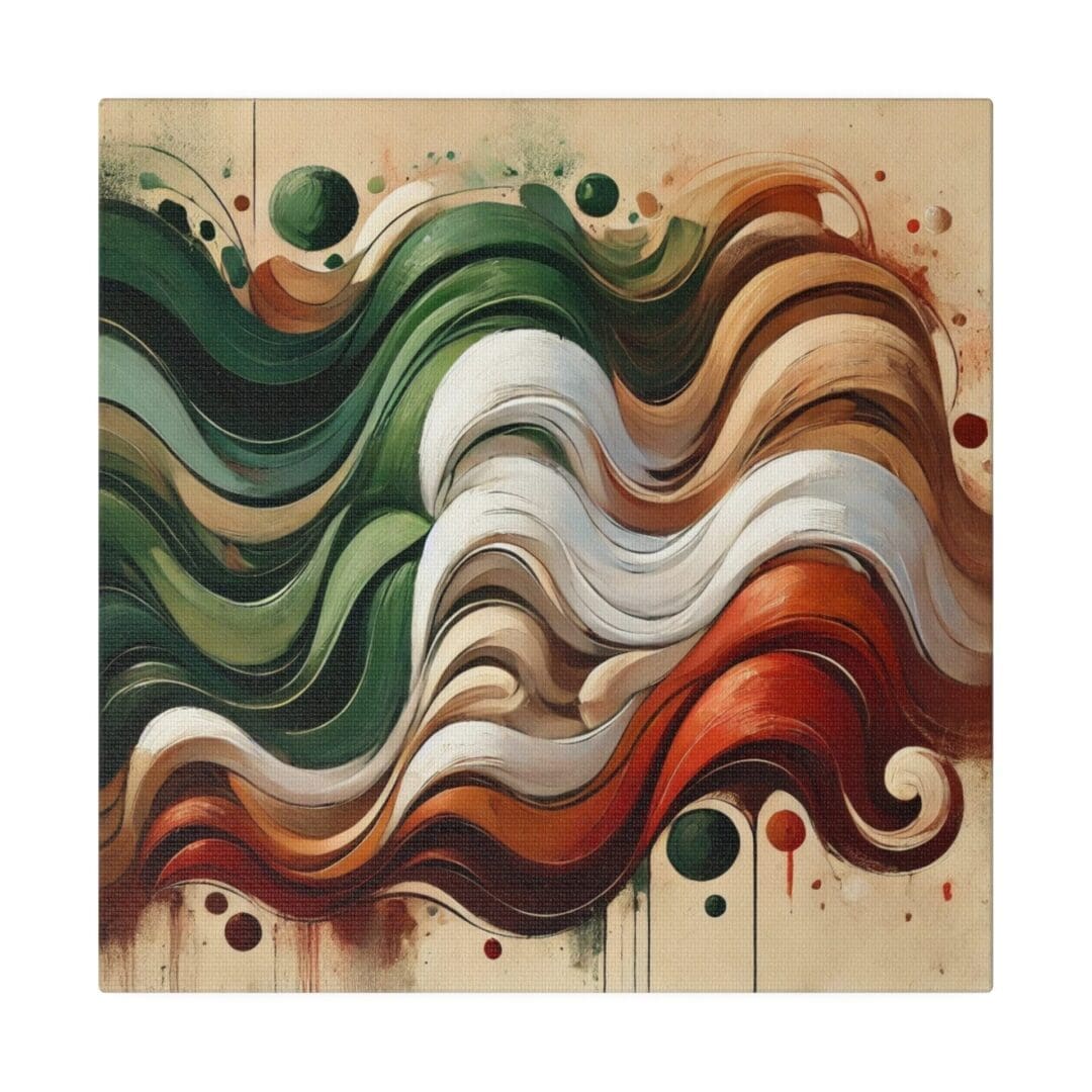 Abstract painting with swirling colors and shapes.