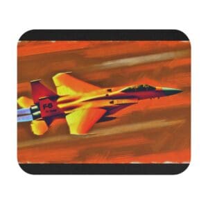 Orange fighter jet flying at high speed.