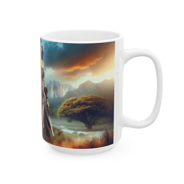 70603CC15W - 15oz Ceramic Mug, Amazon Warrior White Tiger, Fantasy, Mythology, Tiger, Lion - Image 2