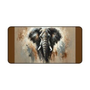 Elephant painting with abstract background, brown tones.