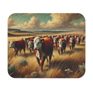 Herd of cattle walking through grassy field.