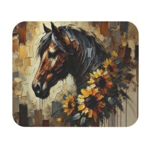 Horse with sunflowers in abstract style.