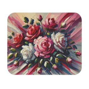 Colorful abstract painting of blooming roses.