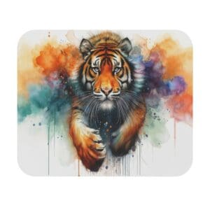 Watercolor tiger with vibrant splashes.