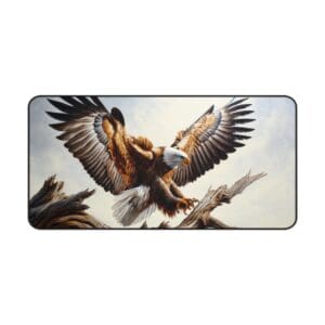 Eagle landing on branches in flight.