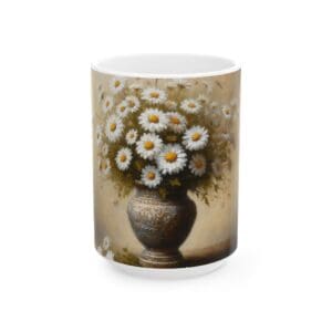 50320CC15W - 15oz Ceramic Mug, Daisies Table Vase