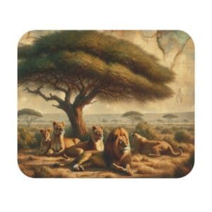 Lions resting under a tree in savannah.