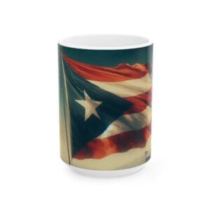 Mug with Puerto Rican flag design.