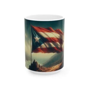 Puerto Rican flag on a scenic mug.