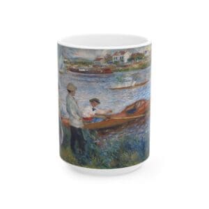 Impressionist painting on ceramic mug.
