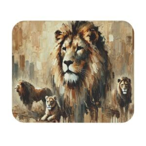 Lions painted in abstract artistic style.