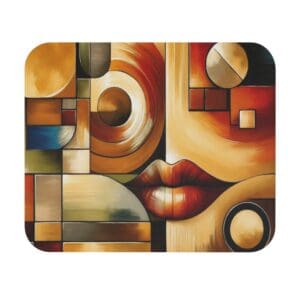 Abstract geometric painting with colorful shapes.
