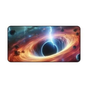 Black hole with swirling colorful nebula.