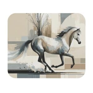 Abstract painting of a running horse.