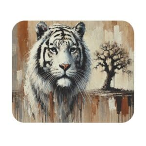White tiger painting with abstract background.