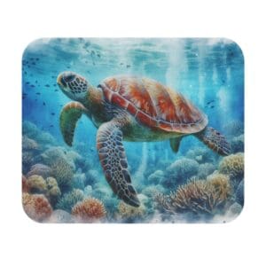 Sea turtle swimming over vibrant coral reef.