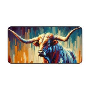 Colorful abstract painting of a bull.