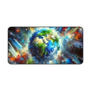 Abstract painting of Earth in space.