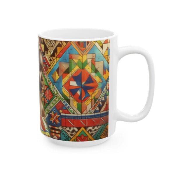 70481CC15W - 15oz Ceramic Mug, Abstract Wall Metal, Ethnic - Image 2