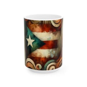 Puerto Rico flag design on ceramic mug.