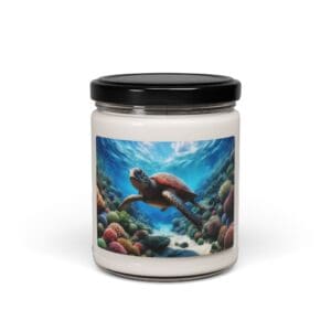 Candle jar featuring a sea turtle design.