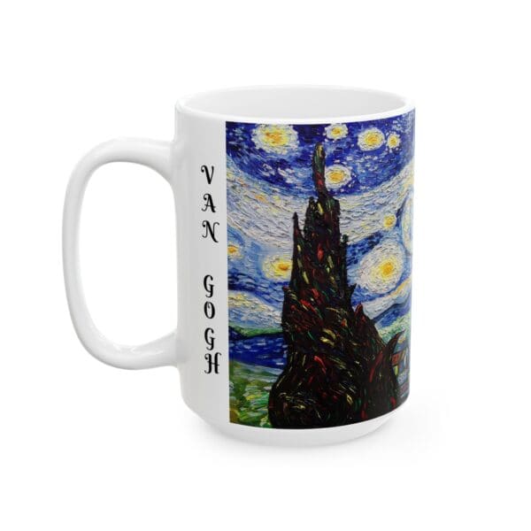 10300CC15W - 15oz Ceramic Mug, VAN GOGH - STARRY NIGHT MOUNTAIN VILLAGE - Image 3