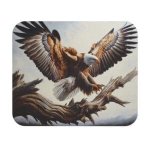 Eagle landing on a tree branch painting.