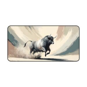 Charging bull in dynamic artistic style.