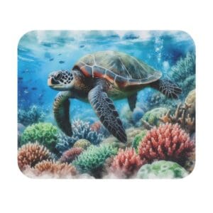 Sea turtle swimming over vibrant coral reef.