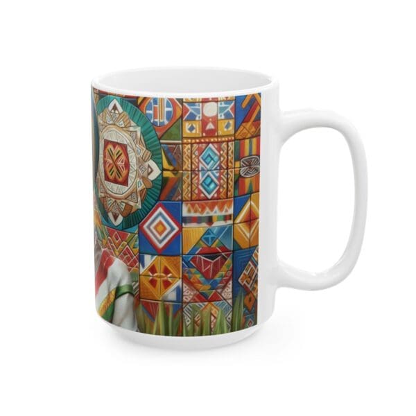 70483CC15W - 15oz Ceramic Mug, Abstract Wall Metal, Ethnic - Image 2
