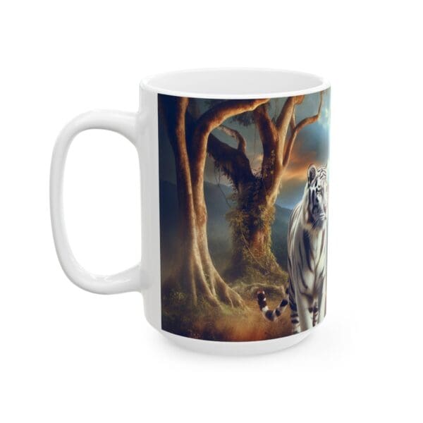 70603CC15W - 15oz Ceramic Mug, Amazon Warrior White Tiger, Fantasy, Mythology, Tiger, Lion - Image 3