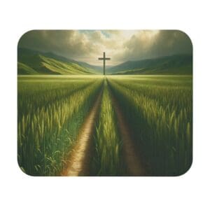 Path through field leading to cross.