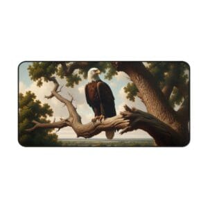 Bald eagle perched on a tree branch.