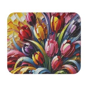 Colorful abstract painting of tulip bouquet.
