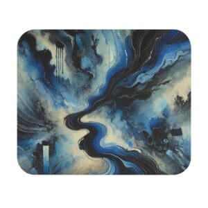 Abstract blue and black swirling pattern.
