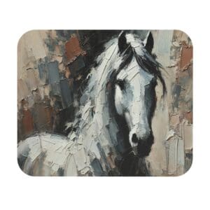 Abstract painting of a white horse.
