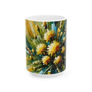50333CC15W - 15oz Ceramic Mug, Yellow Flower Blast