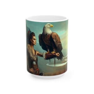 Warrior woman with eagle on her arm.