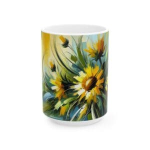 50304CC15W - 15oz Ceramic Mug, Sunflowers Abstract II