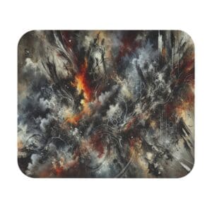 Abstract chaotic explosion with vibrant colors.
