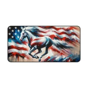 Horse with American flag background artwork.