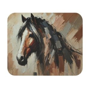 Abstract painting of a horse's head.