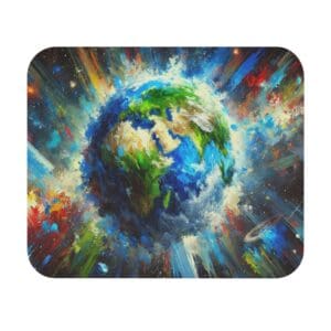 Colorful abstract painting of Earth in space.