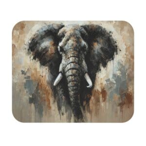 Abstract painting of an elephant head.