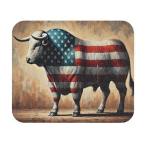 Bull with American flag pattern.