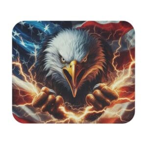 Eagle with lightning and American flag.