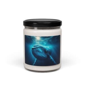 Candle with whale underwater image label.