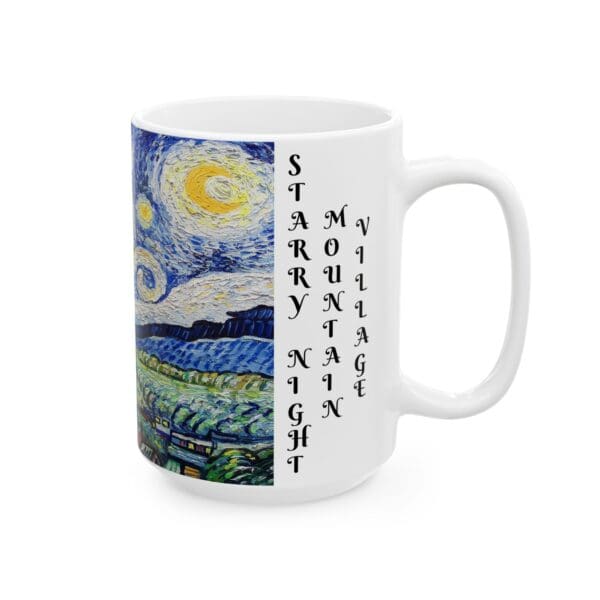 10300CC15W - 15oz Ceramic Mug, VAN GOGH - STARRY NIGHT MOUNTAIN VILLAGE - Image 2